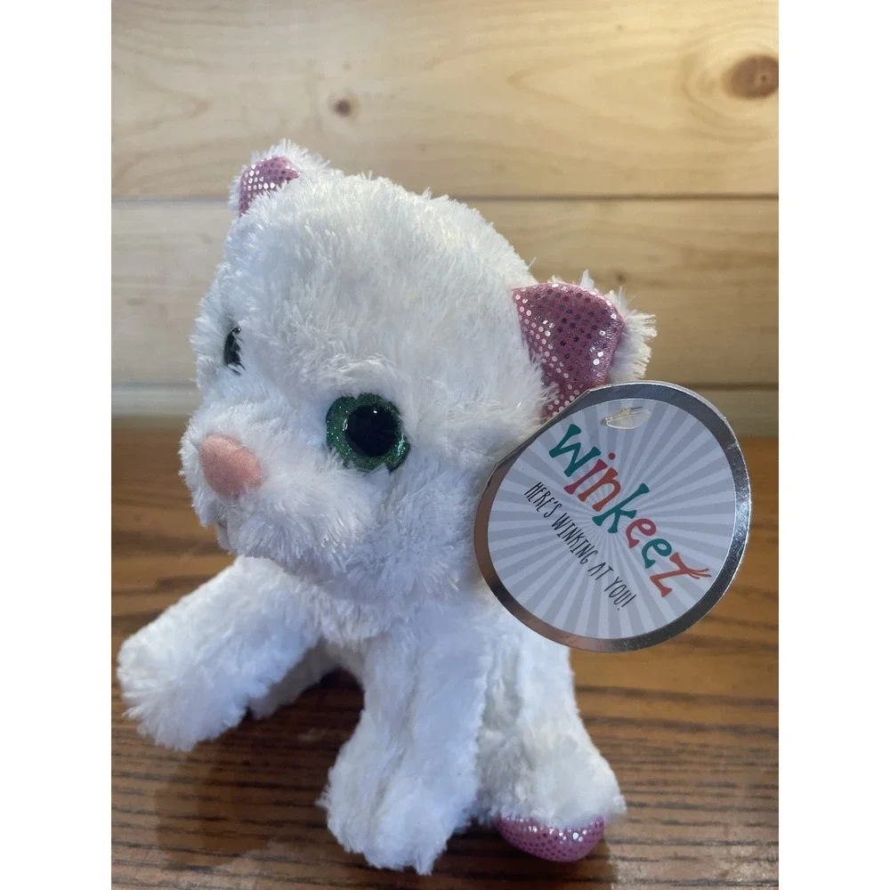 Winkeez POPPY PERSIAN Cat White Pink Plush Kitty 10